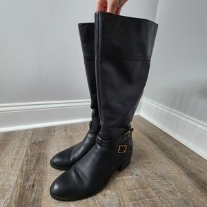 Franco Sarto Black Leather Knee High Boots, Women's Size 10